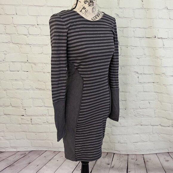 FP Beach Dress Gray Contrasting Stripe XS Long Sleeve - Picture 3 of 6